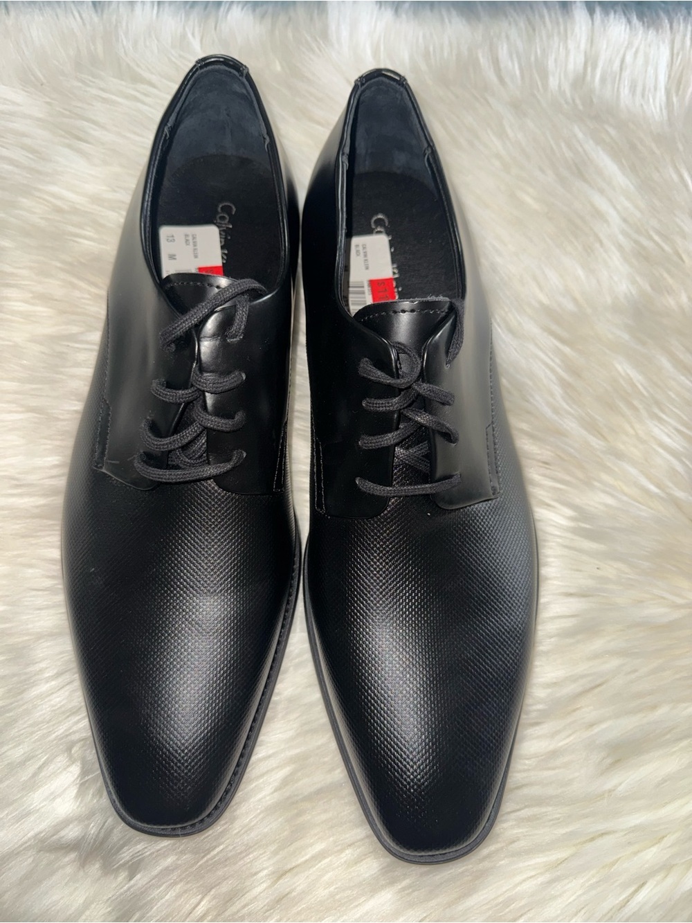 Calvin Klein Black Textured Oxford Dress Shoes